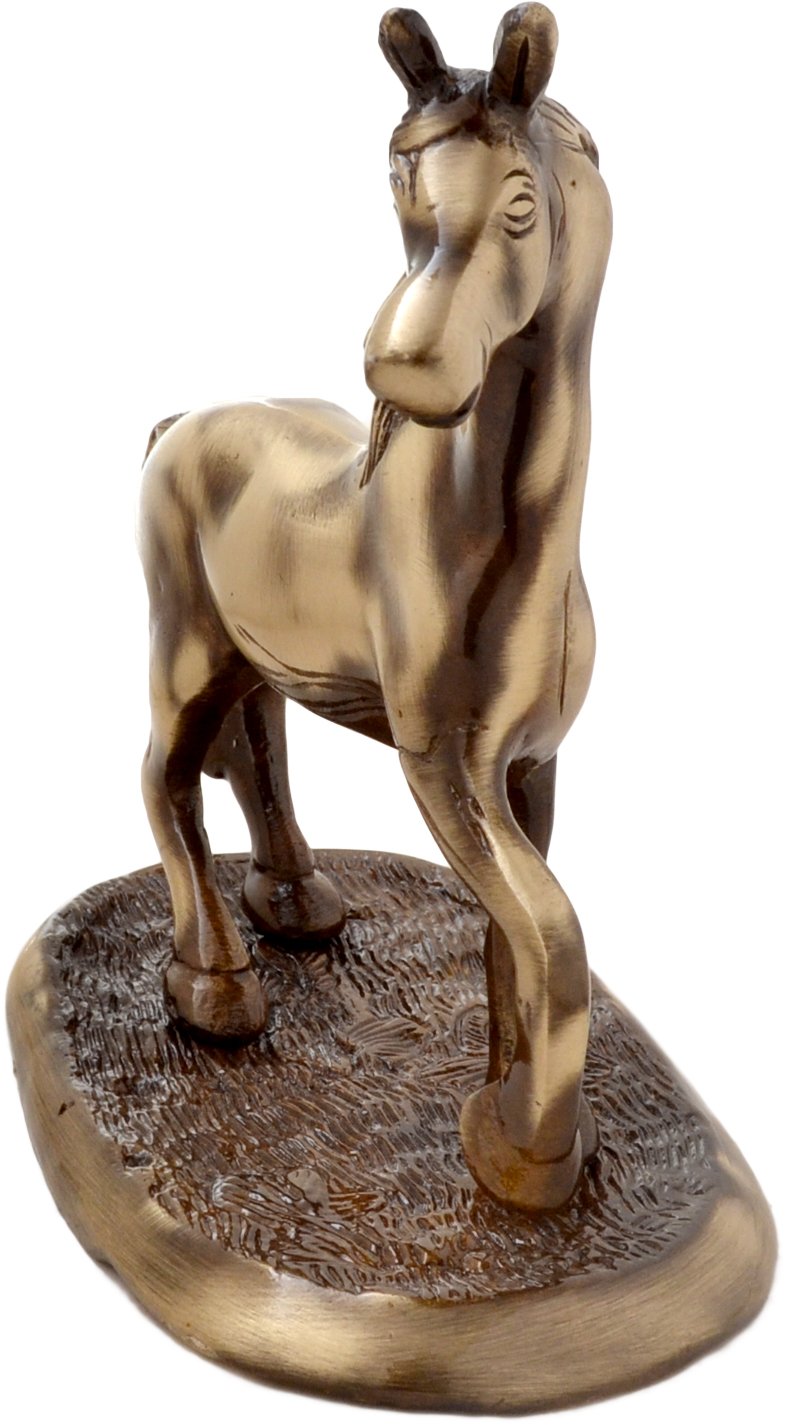 Brass Horse On Plate Decor Showpiece